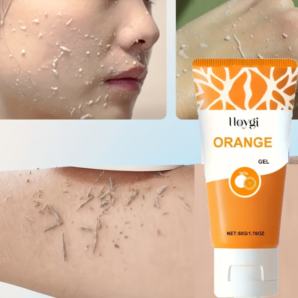 Exfoliating Gel Orange Enzyme 50g with Hyaluronic Acid Vitamin C - Gentle Face Body Scrub Gel for All Skin Types Clear Essence Exfoliator 1/2/3/4 Bottles
