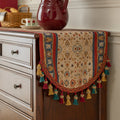 Boho Table Runner with Tassels | American Retro Style for Dining Table, Tea Table & TV Cabinet