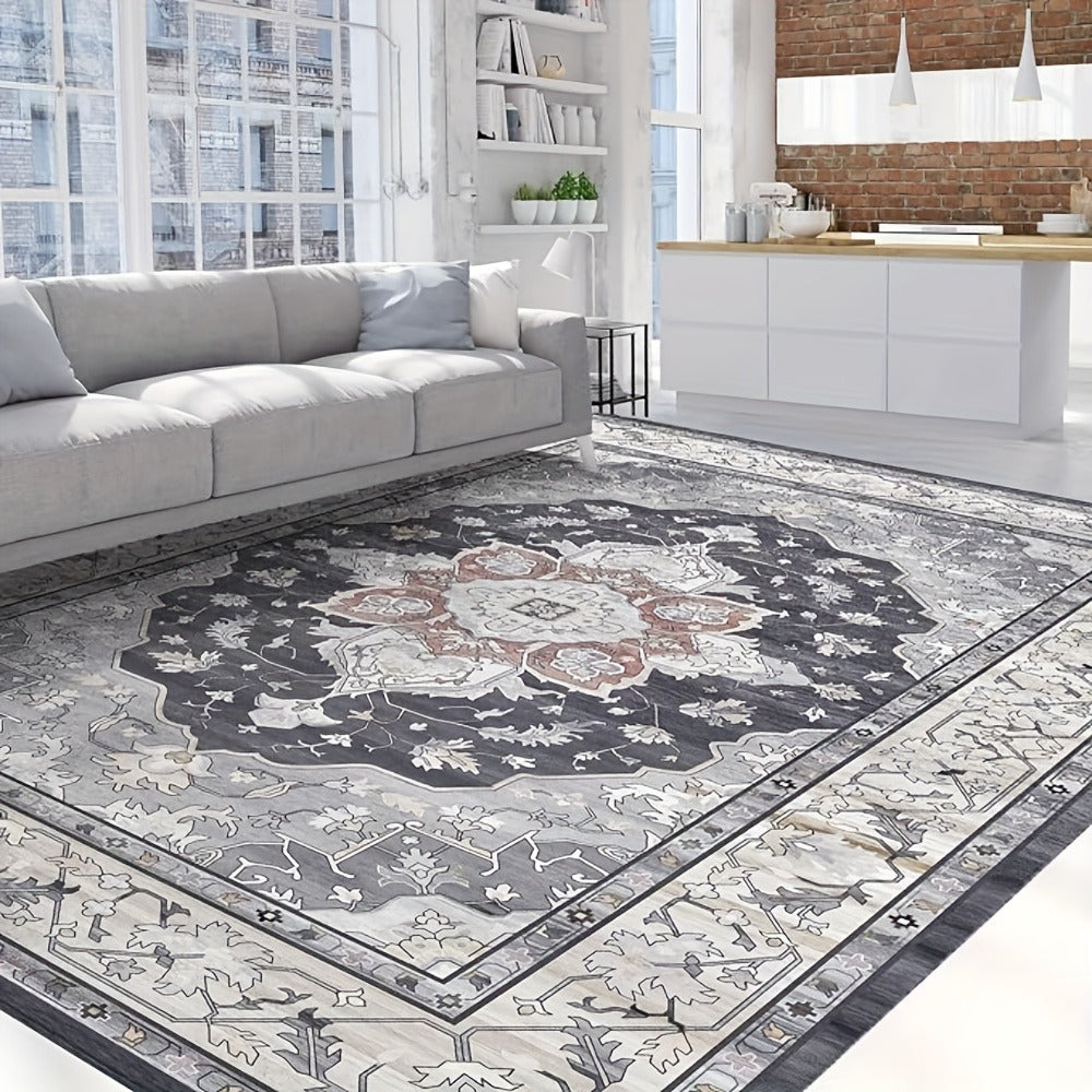Area Rug Boho Vintage Washable Non-Slip Rug for Living Room Bedroom Traditional Woven Carpet Home Decor