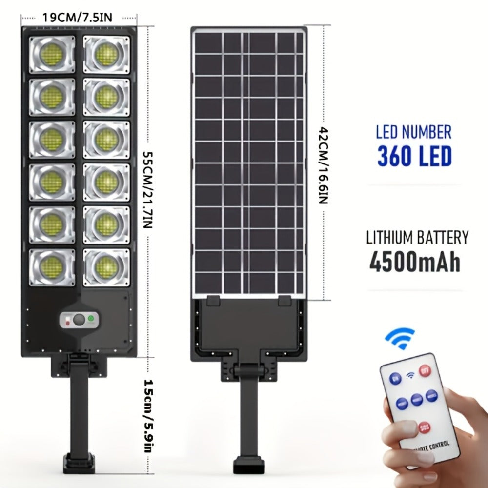 Solar Street Light Outdoor IP65 ¨C High Brightness Wide Angle Dusk to Dawn Solar Powered with Remote Control for Parking Lot, Yard, Stadium & Plaza (58 / 90 / 192 LED)