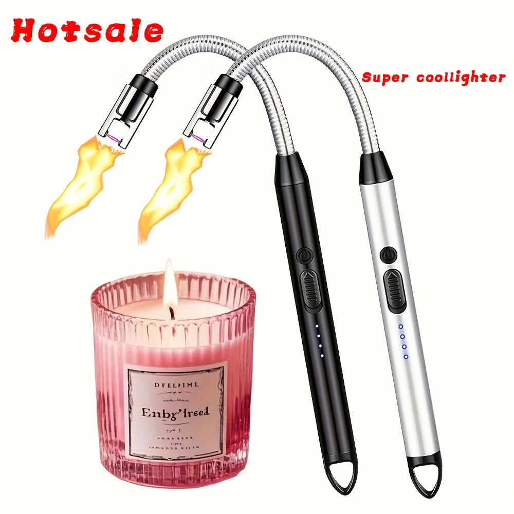 USB Rechargeable Electric Arc Lighter, 360¡ã Rotating Flameless Plasma Igniter with Safety Switch for Candles, BBQ, Camping, Kitchen ¨C 1pc or 2pcs Set