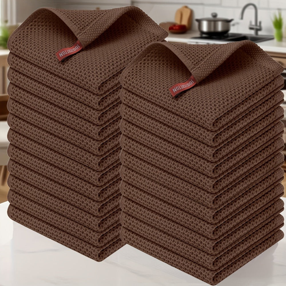 Kitchen Dish Cloths 23pcs 100% Cotton Waffle Weave Ultra Soft Absorbent Quick Dry Dish Towels 12x12 Inch for Cooking Cleaning Wiping Hands Kitchen Decor Gift