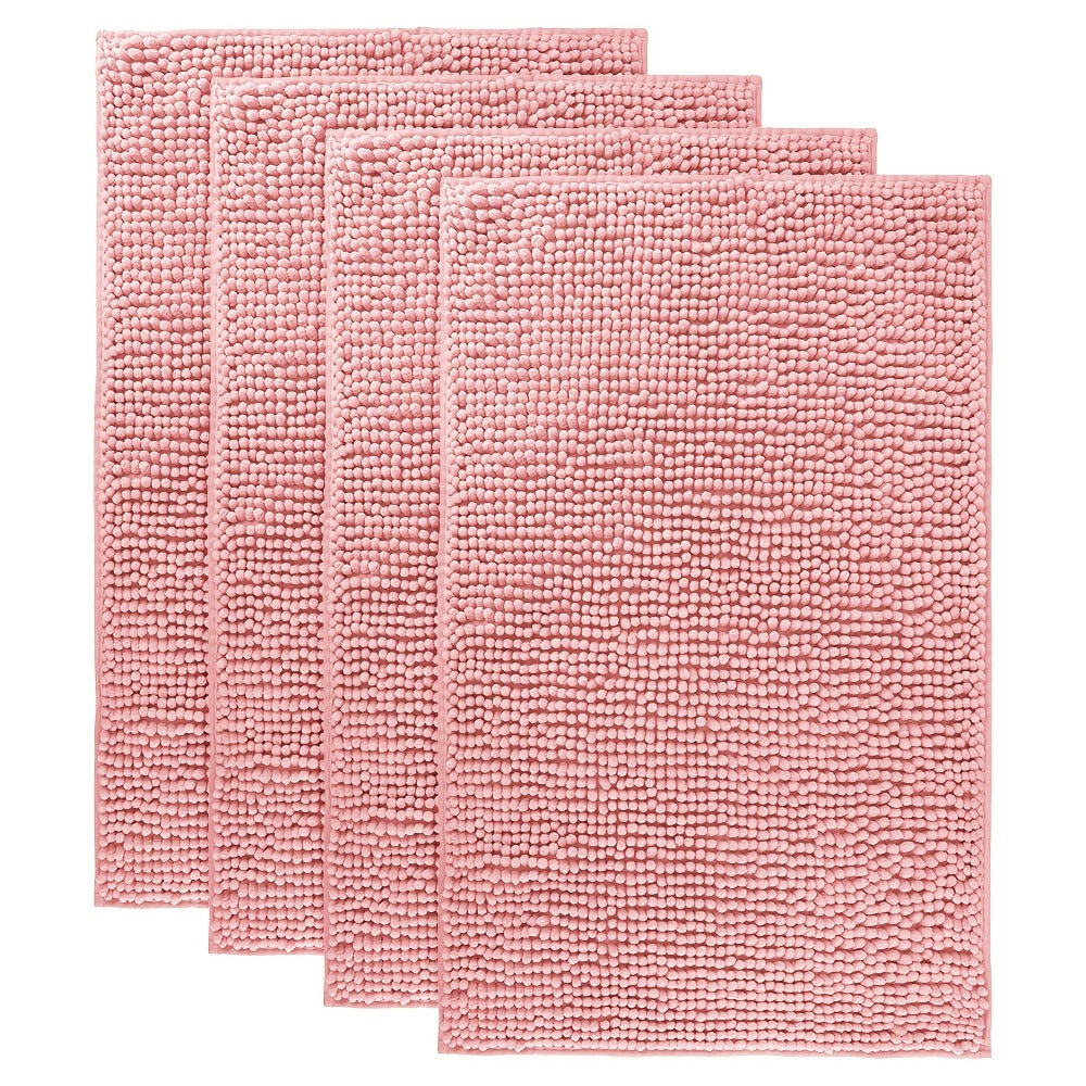 Chenille Bath Rug Extra Thick Soft Absorbent Non-Slip Bathroom Mat Machine Washable, Multiple Sizes & Colors