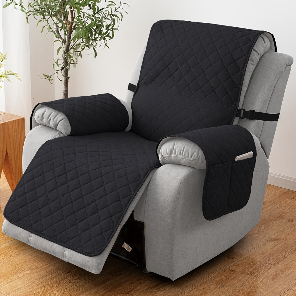 Chenille Knit Recliner Chair Cover Non-Slip Elastic Straps Drawstring Closure Pet Furniture Protector for Large Recliner 8 Colors