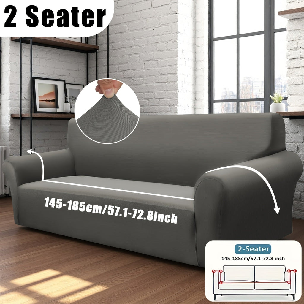 Stretch Sofa Cover Elastic Band | Milk Fiber Fabric Slipcover, Machine Washable Polyester Spandex, 1 to 4 Seater Armchair Couch Cover, Red Gray Blue Black Coffee, Home Decor