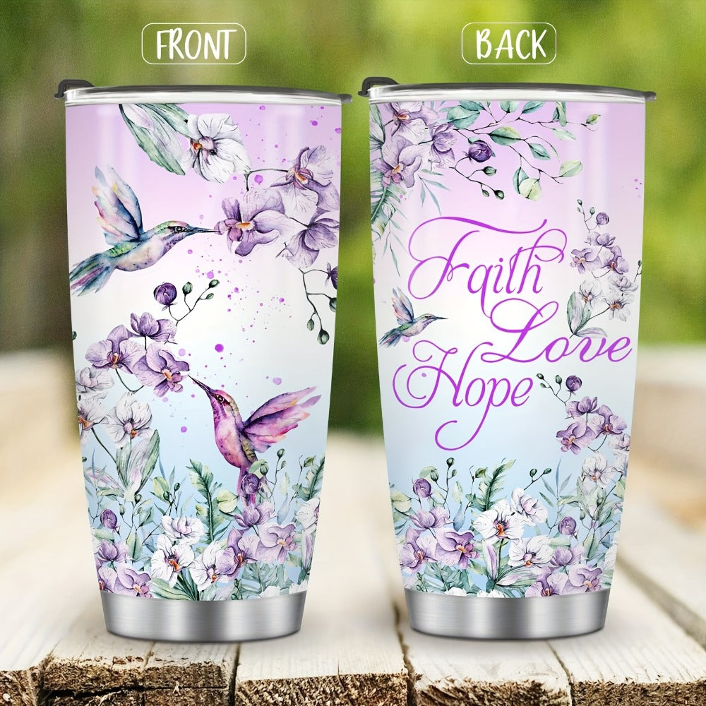 Hummingbird Flower Vacuum Insulated Travel Tumbler 20oz ¨C Gift for Mom Grandma Sister Daughter Birthday Valentine's Day