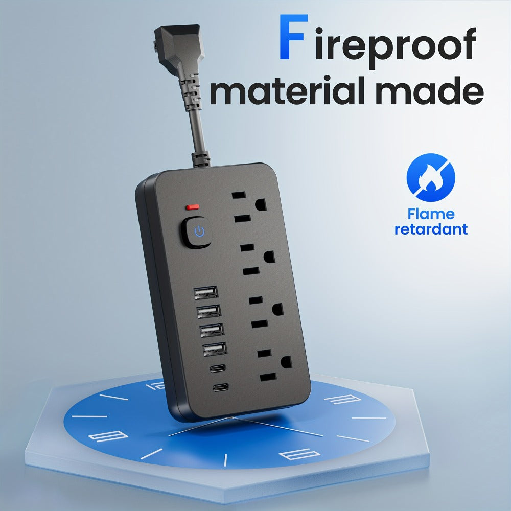 Outlet Extender Power Strip Wall Mountable 14-in-1 10-in-1 with 8 AC Outlets 6 USB Ports 2 USB-C One-Touch Control Switch Overload Protection Short Cord Design for Home Office School Den White Black