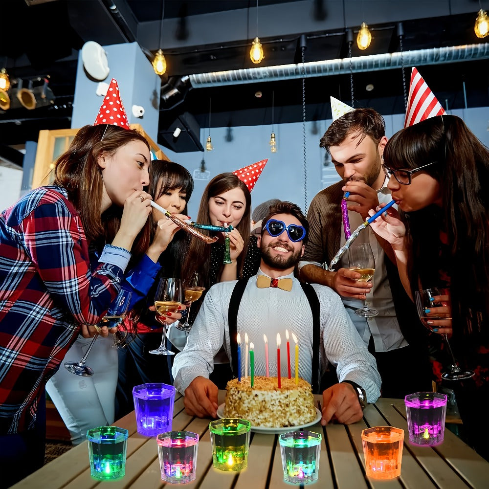 LED Light-Up Party Wine Glasses Set ¨C 12 or 15pcs Glowing Plastic Cups with Colorful LED Lights for Birthday, Bar, Wedding, Holiday & Sports Events