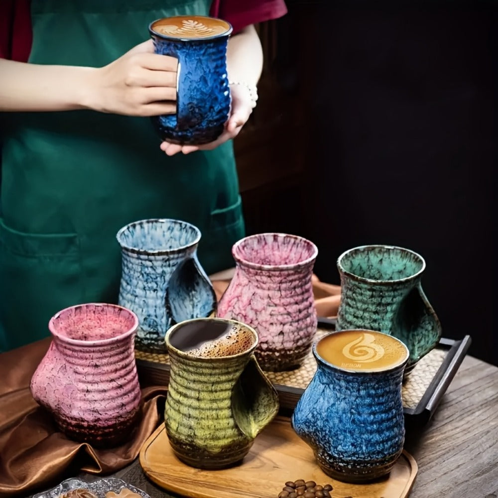 Ceramic Coffee Mug 18 Oz ¨C Vintage Kiln-Fired Hand Warmer Cup with Speckled Glaze ¨C Insulated Large Coffee Cup for Home & Office ¨C Unique Gift for Christmas, Valentine's Day & Holidays