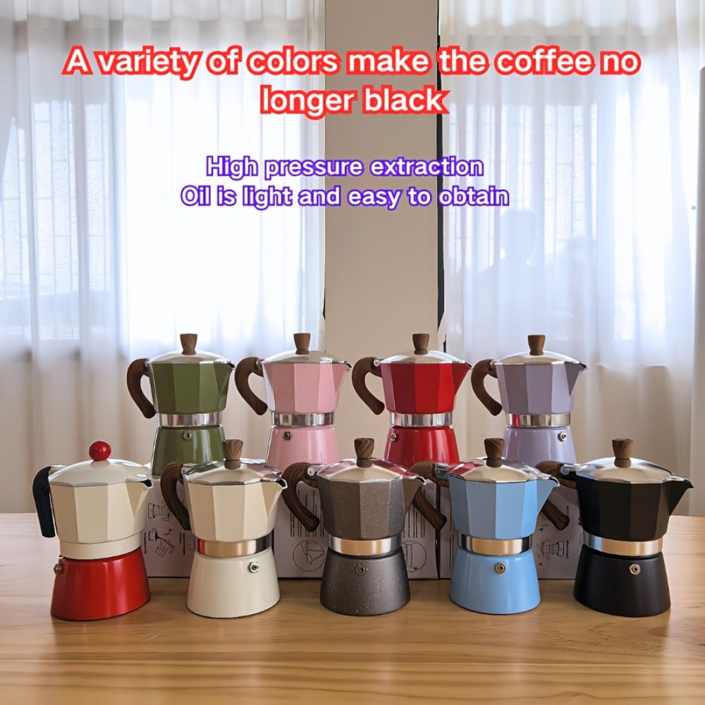 Moka Pot Stovetop Espresso Maker 150ml Classic Aluminum Italian Coffee Pot for Home Brewing Camping Cuban Cafe Style Easy to Use and Clean Multiple Colors Available