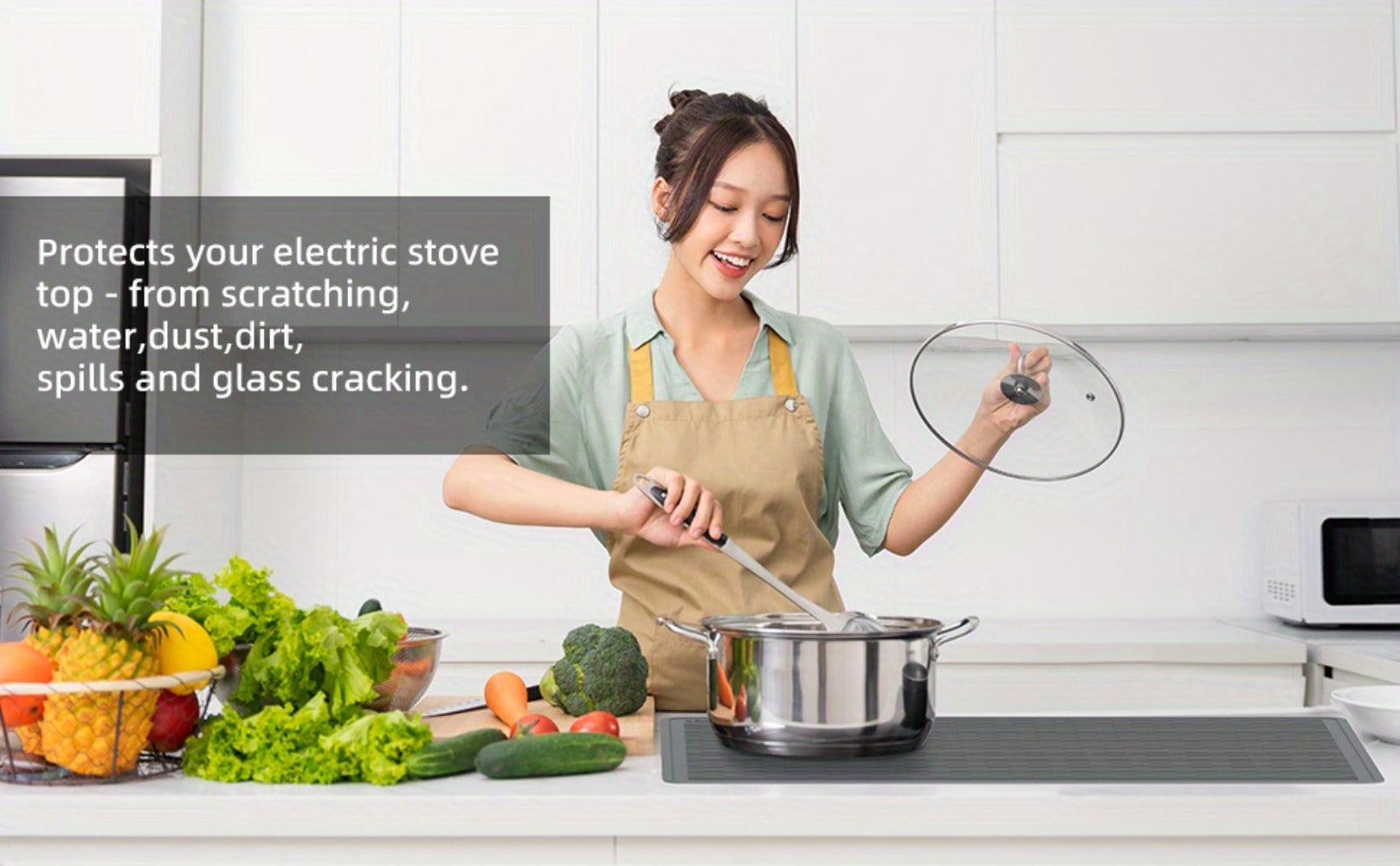 Silicone Stove Top Cover Mat 30x21in ¨C Thick Anti-Slip Glass Cooktop Protector, Heat Resistant Electric Stove Cover, Kitchen Countertop Mat & Dish Drying Pad for Home & Restaurant