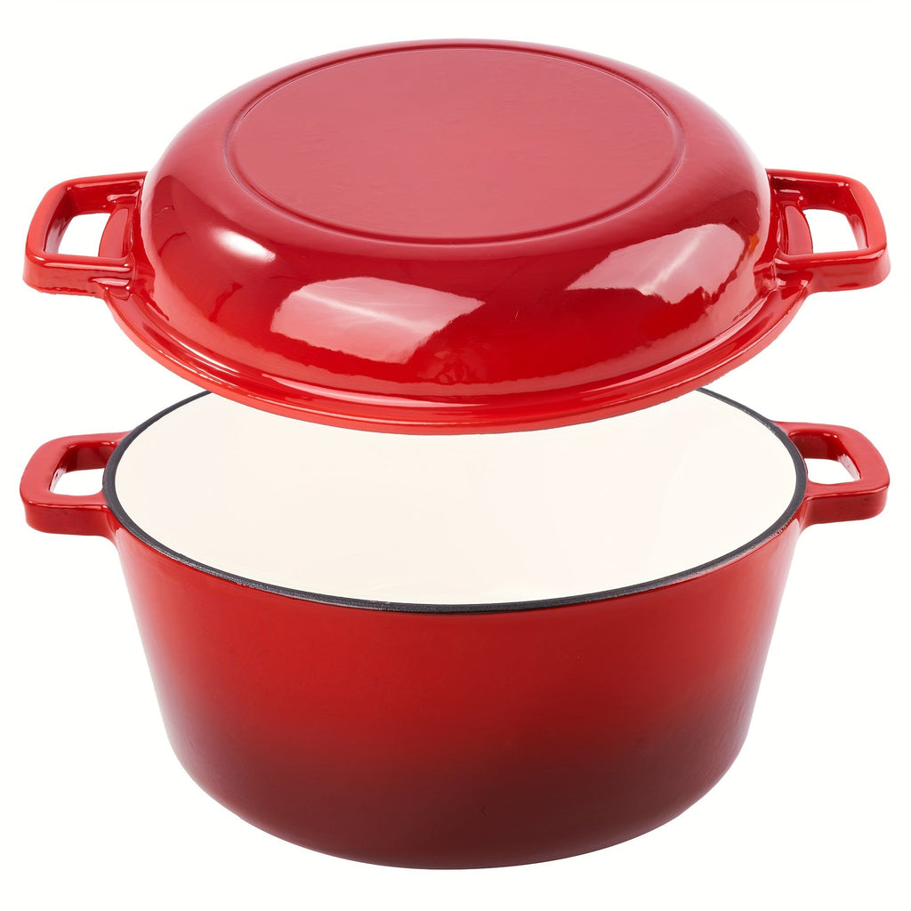 Dutch Oven 6 Quart Enameled Cast Iron 2-in-1 Pot and Bread Baker Nonstick Oven Safe to 500¡ãF Dual Handles Compatible with All Stovetops Including Induction for Bread Baking Cooking Stewing Braising
