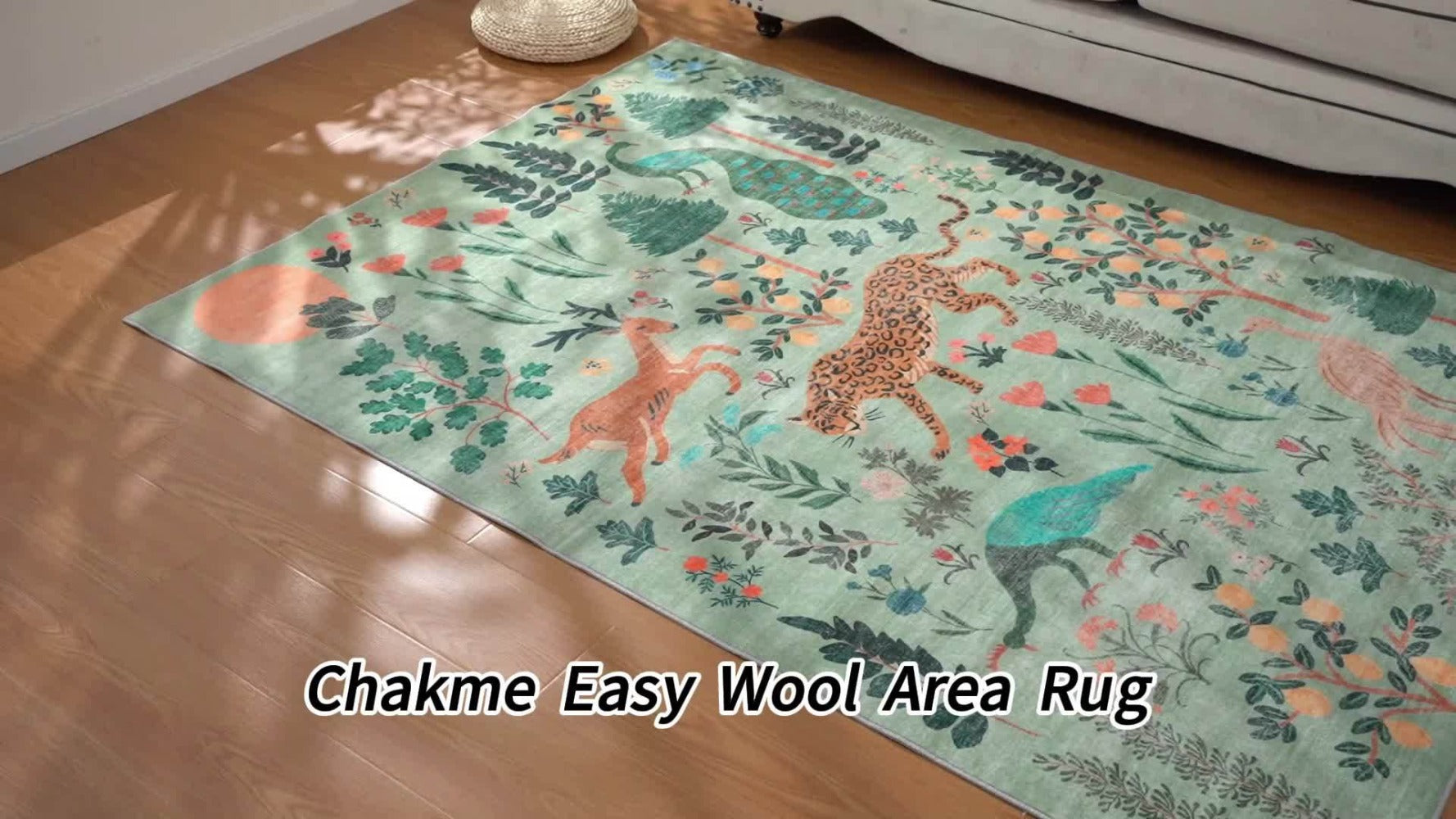 Animal Print Area Rug Jungle Tiger Non-Slip Soft Thin Colored Rug for Living Room Bedroom Playroom Daycare - Black Green Pink 5x7 6x9 8x10 9x12 ft Indoor Floor Carpet