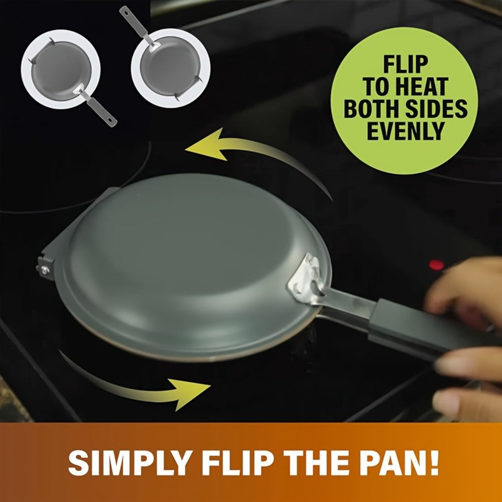 Double-Sided Non-Stick Omelette Pan ¨C Reversible Flip Skillet for Fluffy Pancakes, Omelets & Italian Omelettes | Dishwasher Safe, Indoor & Outdoor Cooking, Camping Kitchen Essentials