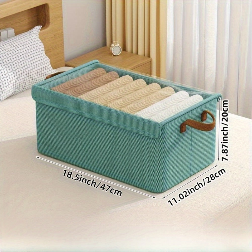 Foldable Storage Boxes with Clear Lids & Handles Large Collapsible Organizer Bins for Clothes, Blankets & Bedding ¨C Bedroom, Wardrobe & Under Bed Storage, 4 or 6 Pack