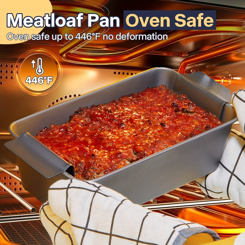 Loaf Pan Set of 4 Nonstick Carbon Steel Meatloaf Pan with Drain Tray 9x5 Inch Bread Baking Pan for Meatloaf Banana Bread Cake Oven Safe Kitchen Bakeware