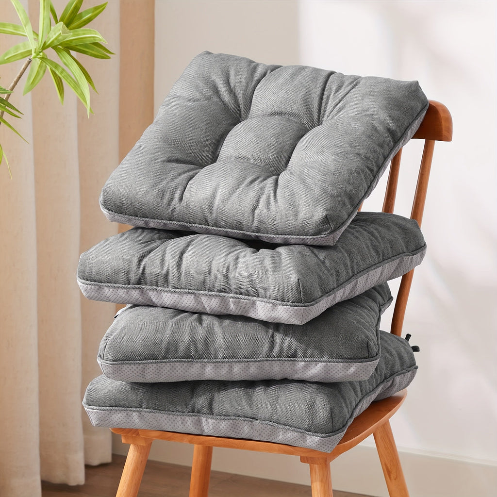 Memory Foam Chair Cushions Set of 4 ¨C Kitchen Chair Pads with Non-Slip Backing & Ties, 500GSM Thick Seat Cushions for Dining Chairs Indoor