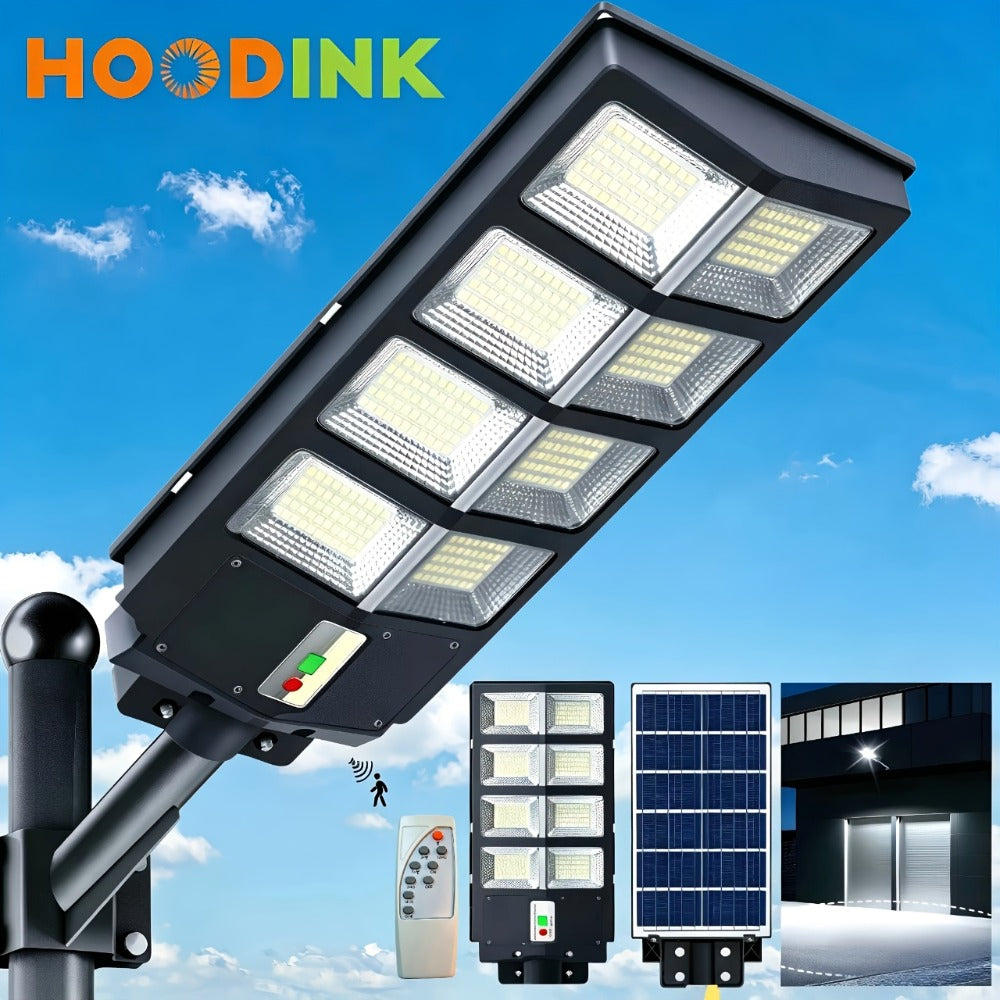 Solar Street Lights Outdoor 800 LED IP54 Waterproof with Motion Sensor ¨C 6500K Dusk to Dawn Flood Light, Remote Control, Adjustable Brightness & Timer for Parking Lot Yard Garage Driveway Rural Area