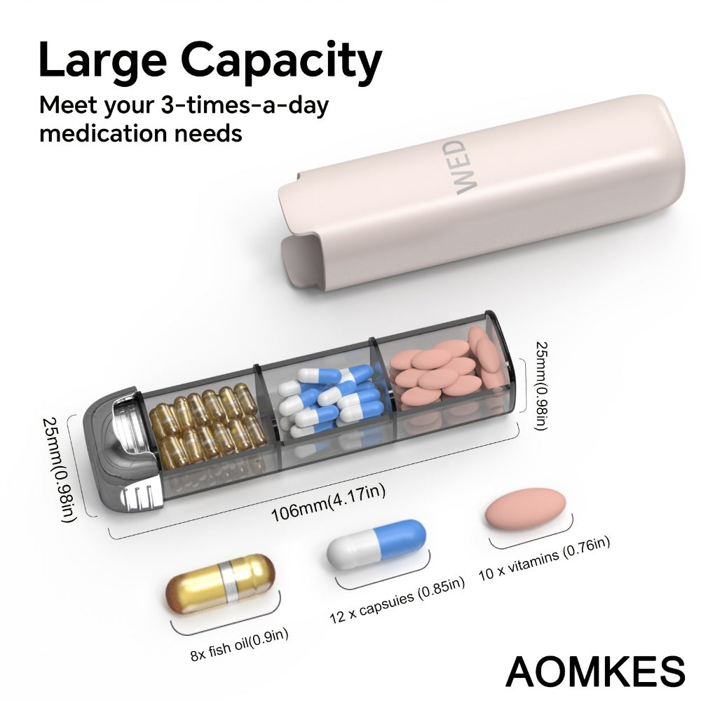 Weekly Pill Organizer for Women, 7-Day 3-Times-a-Day Pill Box with 21 Compartments, Removable Travel Pill Case, Vitamin & Supplement Organizer, Spill-Proof Gradient Pink Lipstick Design Gift for Mom