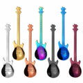 Guitar Shaped Spoons Set of 6 304 Stainless Steel Creative Teaspoons for Coffee Milk Tea Ice Cream Dessert - Colorful Novelty Cutlery Gift Set 7 Random Colors