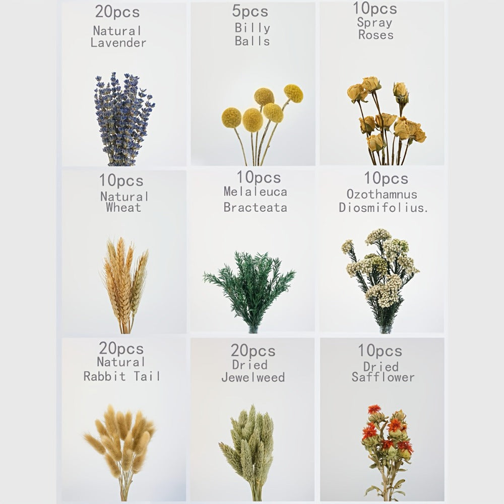 Dried Flower Bouquet with Pampas Grass - Boho Wedding Centerpiece Dried Floral Arrangement for Cake Table Boutonniere Groom Home Vase Decor Long Lasting Botanical Gift, Style 1 & 2