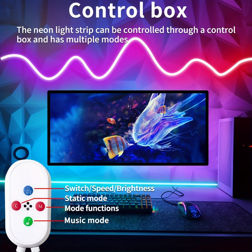 Neon Rope Lights 100ft RGB LED with App & Remote Control, 2 Rolls of 50ft Flexible Neon LED Strip, 24V Safe Low Voltage, for Bedroom, Room Decor, Gaming Setup, Indoor Accent & Holiday Lighting