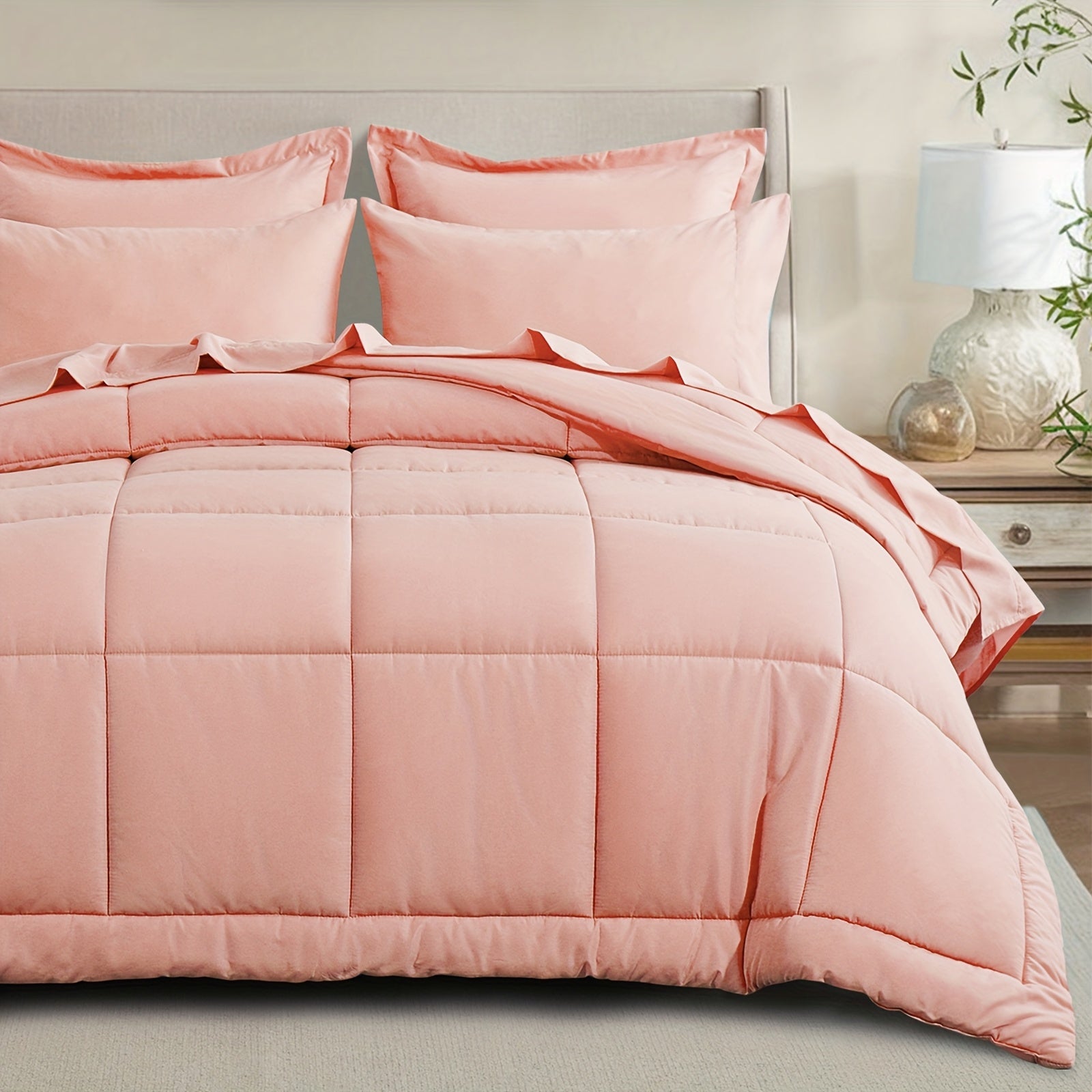 7 Piece Comforter Set Luxury Soft Fluffy Bedding All Season Bed in a Bag with Comforter Fitted Sheet Flat Sheet Pillowcases Hypoallergenic Breathable Easy Care Queen King Twin XL Full
