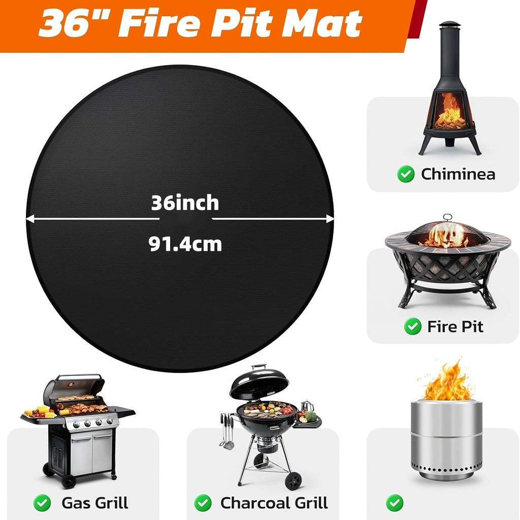 BBQ Grill Mat Fireproof & Heat Resistant - Double-Sided Fiberglass Grill Pad for Outdoor Grills, Fire Pits & Smokers | Waterproof Oil-Proof Deck & Patio Protector | Easy Clean BBQ Splatter Mat