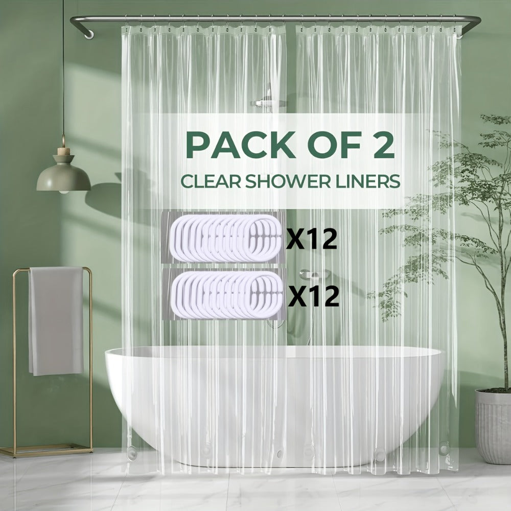 Clear Shower Curtain PEVA 8G Rust Proof Grommets 72x72 Inch - Premium Transparent Waterproof Modern Bathroom Curtain | Single or Set 2 | Easy Clean Smooth Surface | Bathroom Accessories Home Decor