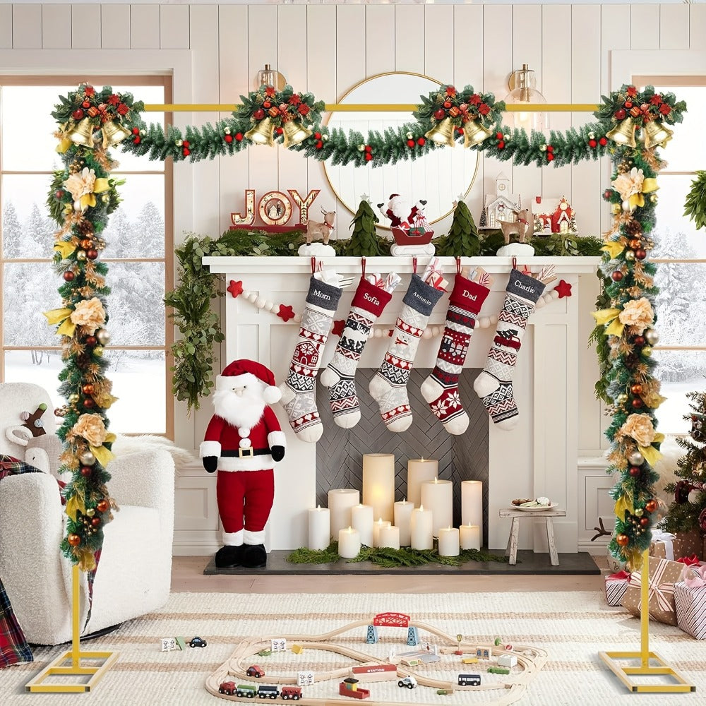 Backdrop Stand Heavy Duty Golden Adjustable Pipe Drape Kit Square Metal Arch Party Frame for Wedding Birthday Banquet Photo Booth