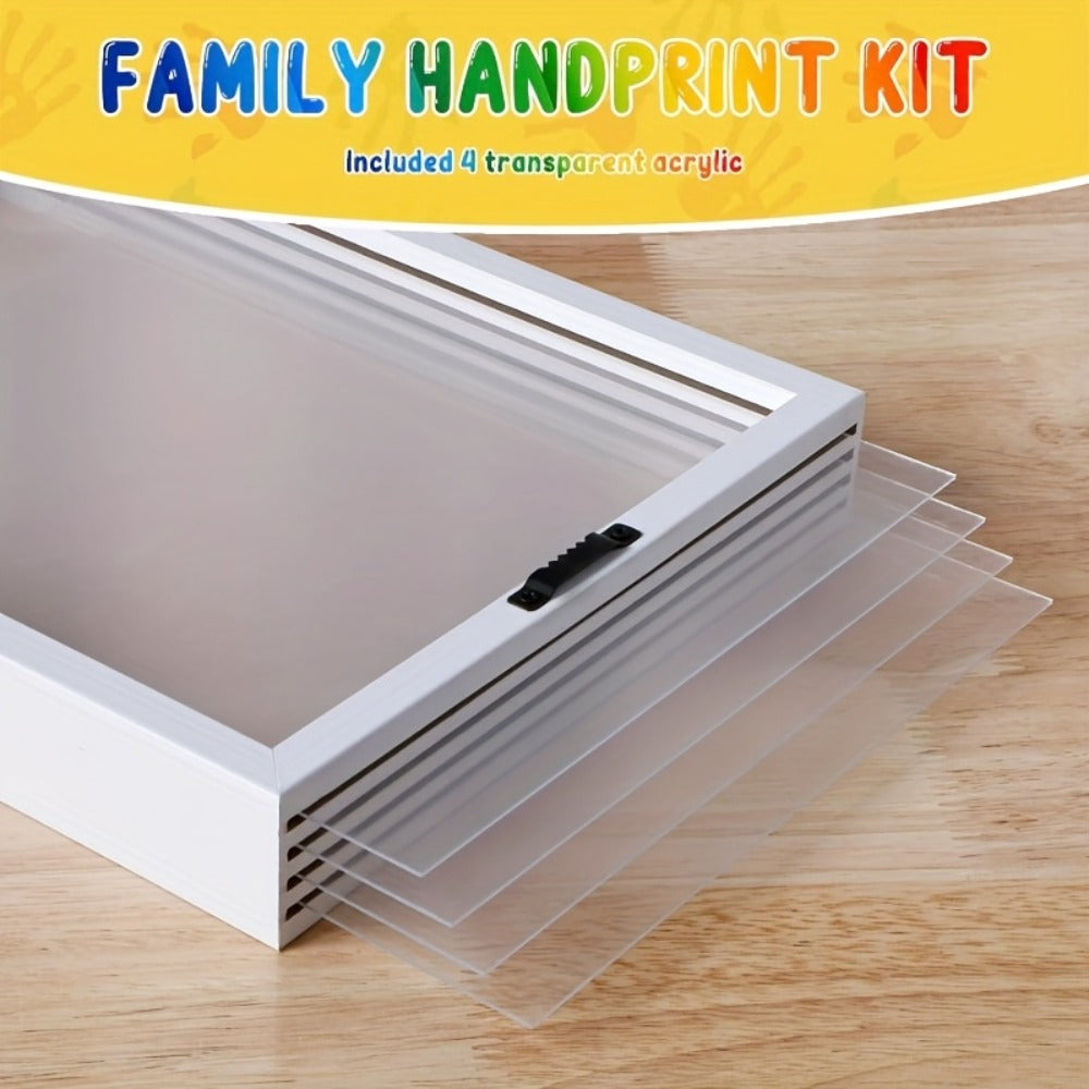 Handprint Kit for Family - DIY Wooden Keepsake Frame with Paint, Baby Hand & Footprint Craft Set, Cherished Memory Keepsake Box, Unique Gift for New Parents, Home Decor Nursery Art