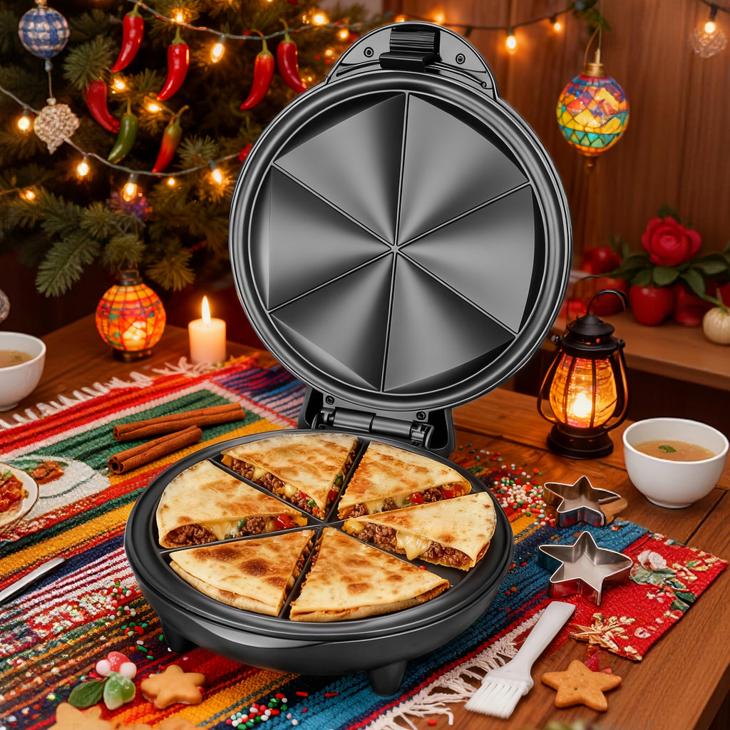 Electric Quesadilla Maker 9.5 Inch ¨C Grilled Cheese Machine, Extra Stuffing Capacity, Easy 6-Wedge Slice, Non-Slip Feet | Also Available as 12 Inch Pizza Maker