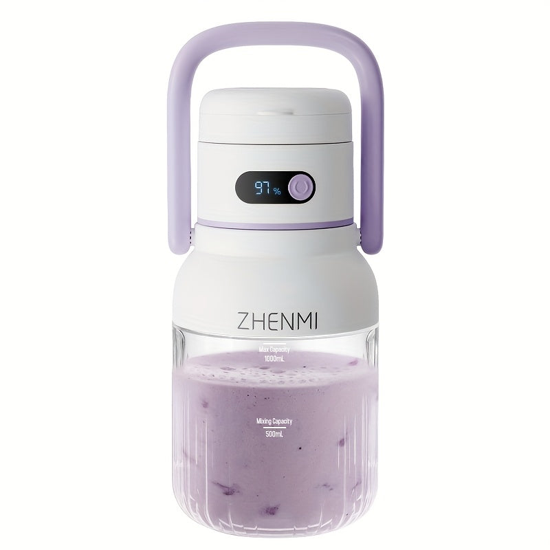 Cordless Portable Blender 33oz USB Rechargeable - Ice Crushing Blender for Smoothies & Shakes, Wireless Personal Blender for Travel Gym Office, BPA-Free, Green Purple Pink