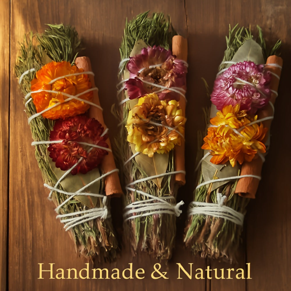 Rosemary Cinnamon Dried Flower Bundles 5pcs ¨C Handmade Aromatic Home Decor Sticks with Bay Leaves & Daisies, Festival Gift