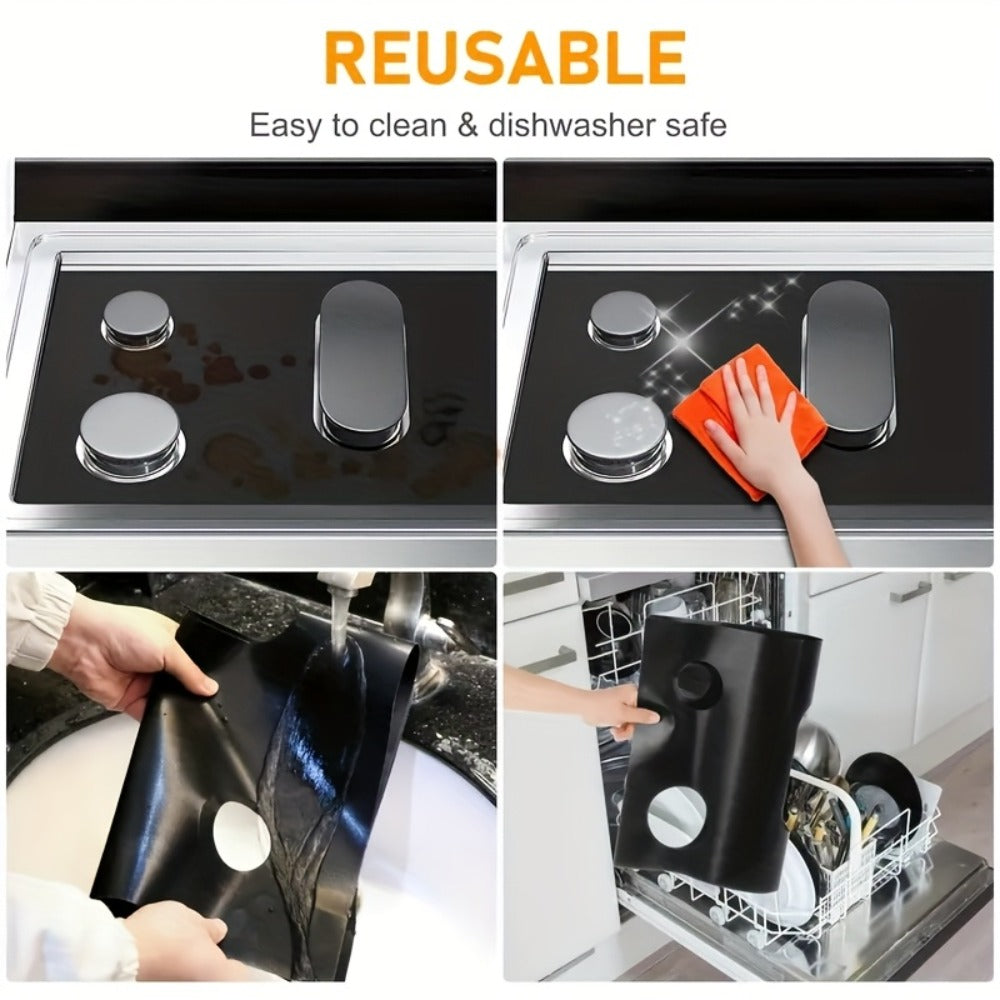 Gas Stove Burner Cover Mat Non-Stick Reusable Washable Stove Top Protector for LG 30-Inch Gas Stove ¨C Oil-Resistant High-Temp Safe, Trimmable 5-Hole Design, Keeps Stove Clean & Scratch-Free