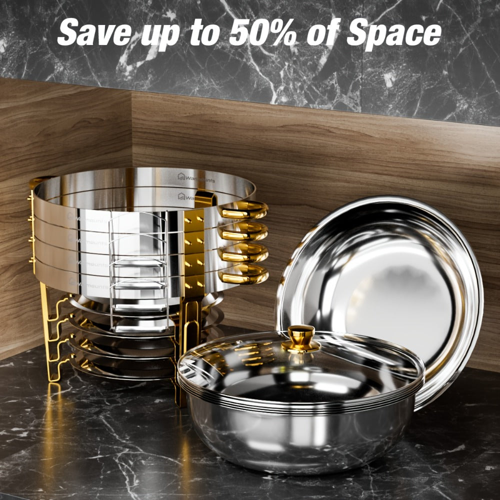 Gold Chafing Dishes Buffet Set 5QT Round Stainless Steel Food Warmer with Glass Lid Lid Holder Mirror Polished for Wedding Party Catering Events - 2 Pack or 4 Pack Chafer Buffet Server
