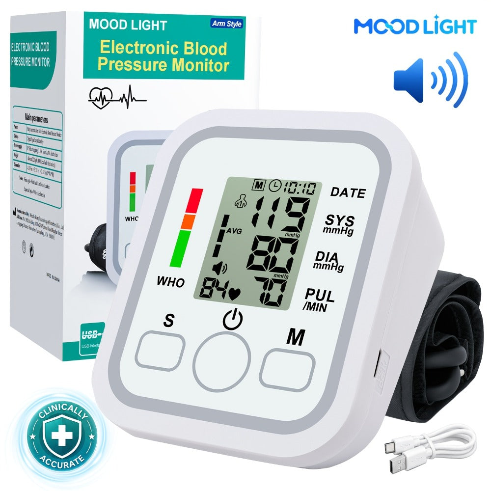 Upper Arm Blood Pressure Monitor ¨C Large LCD, Voice Broadcast, Heart Rate & Irregular Heartbeat Detection, 2¡Á99 Memory, 8.7¨C14.2¡± Adjustable Cuff, One-Touch Operation for Seniors & Pregnant Women