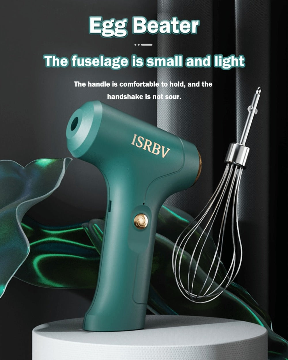 Cordless Electric Hand Mixer Mini USB Rechargeable Whisk Beater 1500RPM for Whipping Cream Cake Batter Ice Cream Egg Beating Home Kitchen Baking