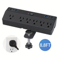 Desk Clamp Power Strip 12-in-1 Surge Protector with 6 Outlets 4 USB-A 2 USB-C PD 20W 40W Fast Charging Desktop Mount Flat Plug for Home Office Tabletop