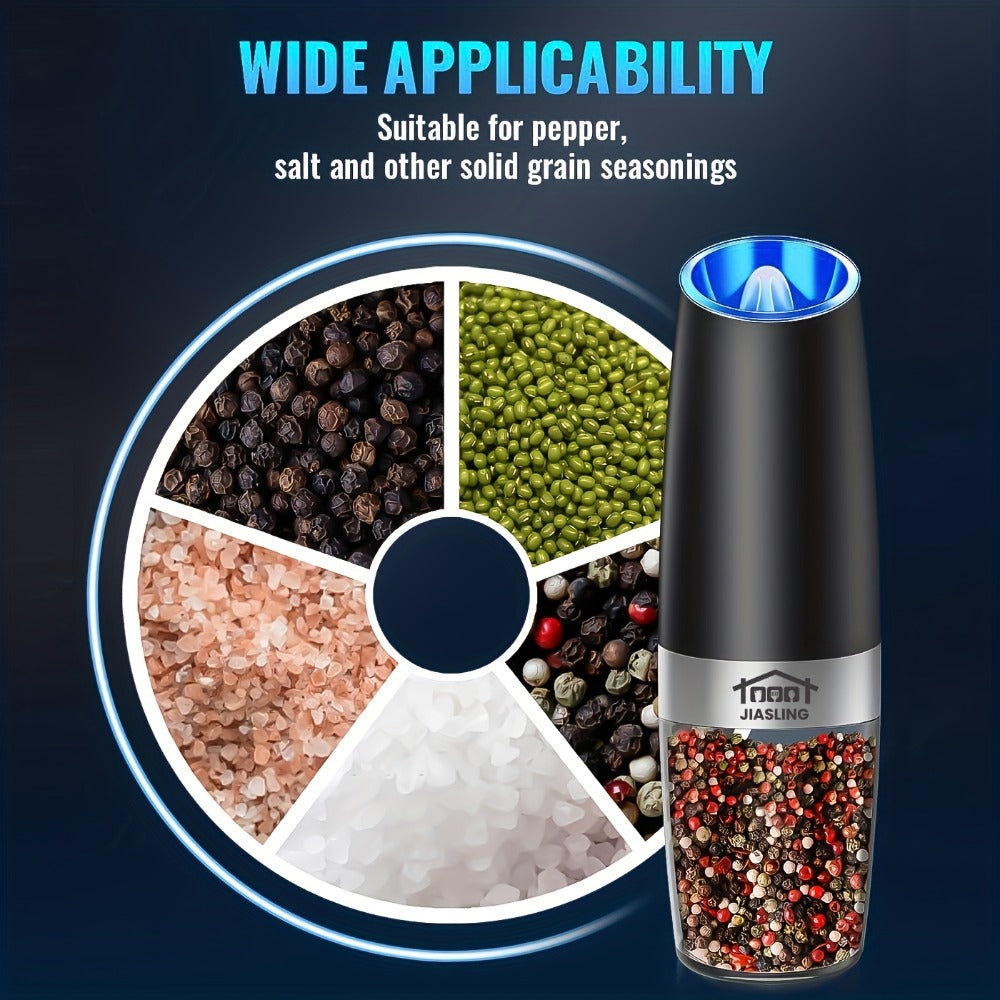 Electric Salt and Pepper Grinder Set 2PCS ¨C Battery-Powered, LED Light, One-Handed Automatic Operation, Adjustable Coarseness