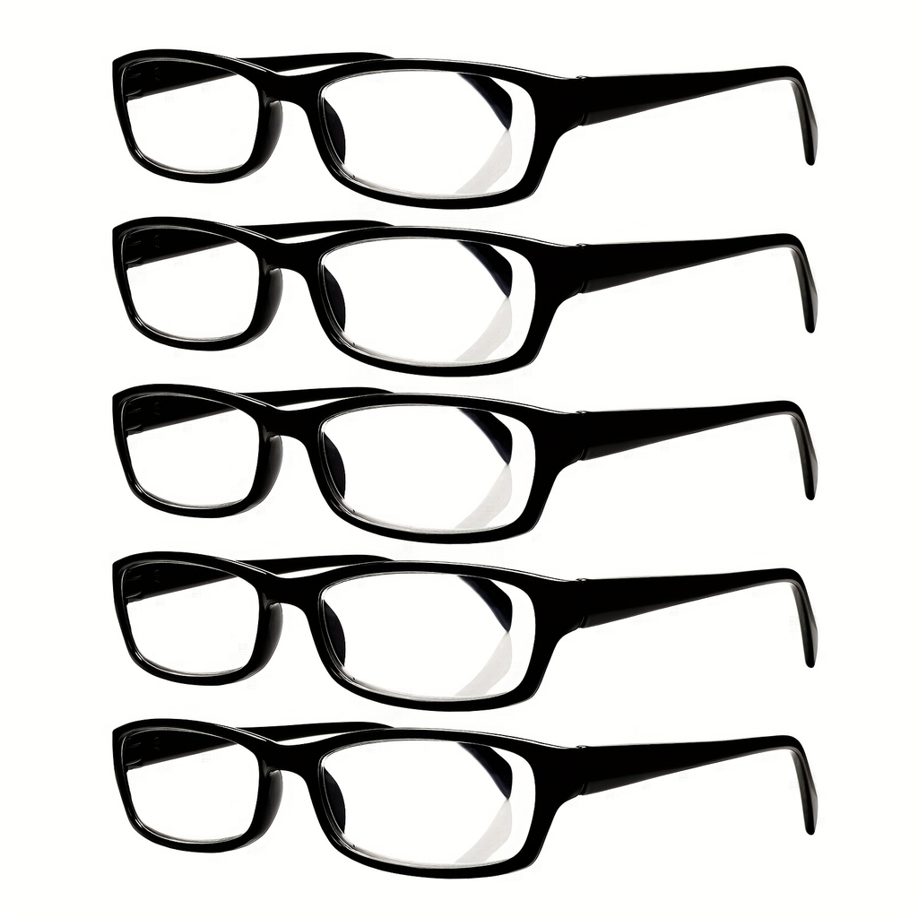 Reading Glasses 5 Pack for Women and Men Blue Light Blocking Readers Rectangular Spring Hinge Frame Anti Eyestrain Computer Reading Glasses Lightweight Fashionable Multi-Color Set Magnification 1.0 to 4.0
