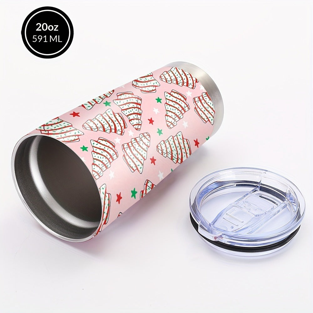 Insulated Coffee Mug 20oz Christmas Tree Cookie Design Stainless Steel Tumbler with Lid & Straw Travel Cup Hot Cold Drinks Gift for Women Birthday Holiday