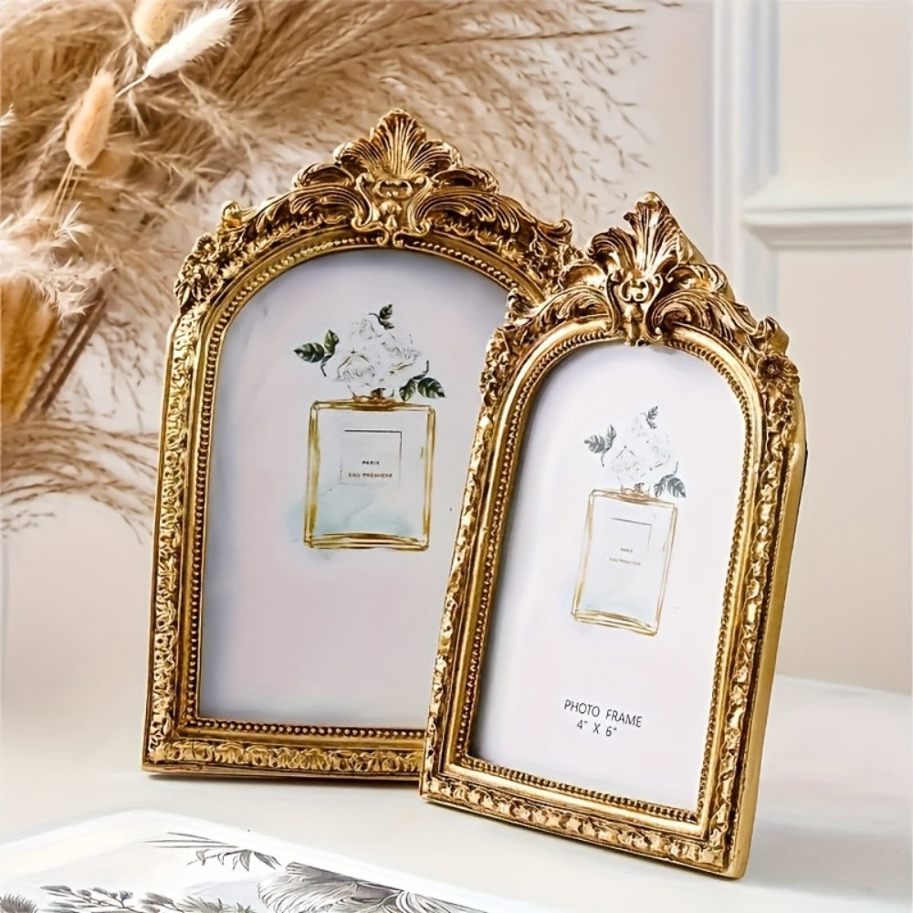 Baroque Vintage Gold Picture Frame - Ornate Resin Photo Frame for Wall & Tabletop Display, Elegant Wedding Anniversary Home Decor Gift, Classic Victorian Style