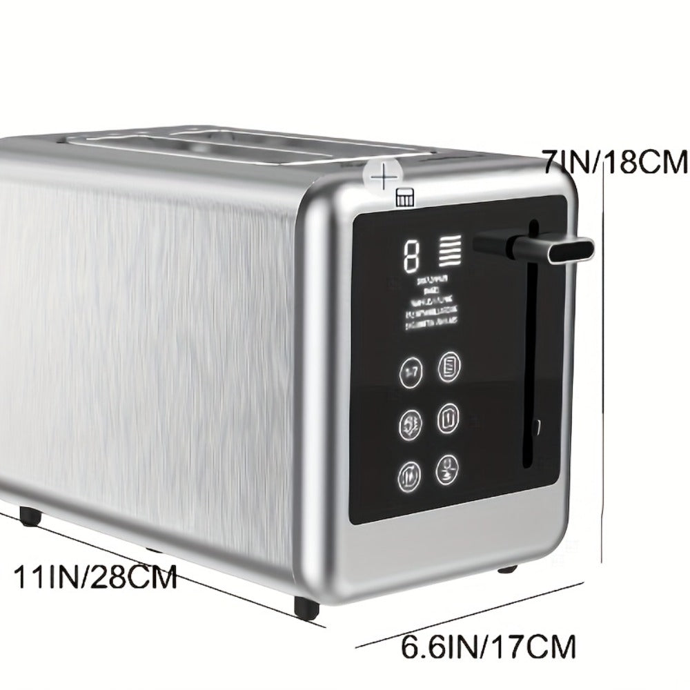 Stainless Steel Toaster 2-Slice Smart Touch Screen ¨C 5 Bread Selections, 7 Shade Settings, Bagel/Defrost/Cancel/Reheat, 1.5¡± Wide Slot, Removable Crumb Tray