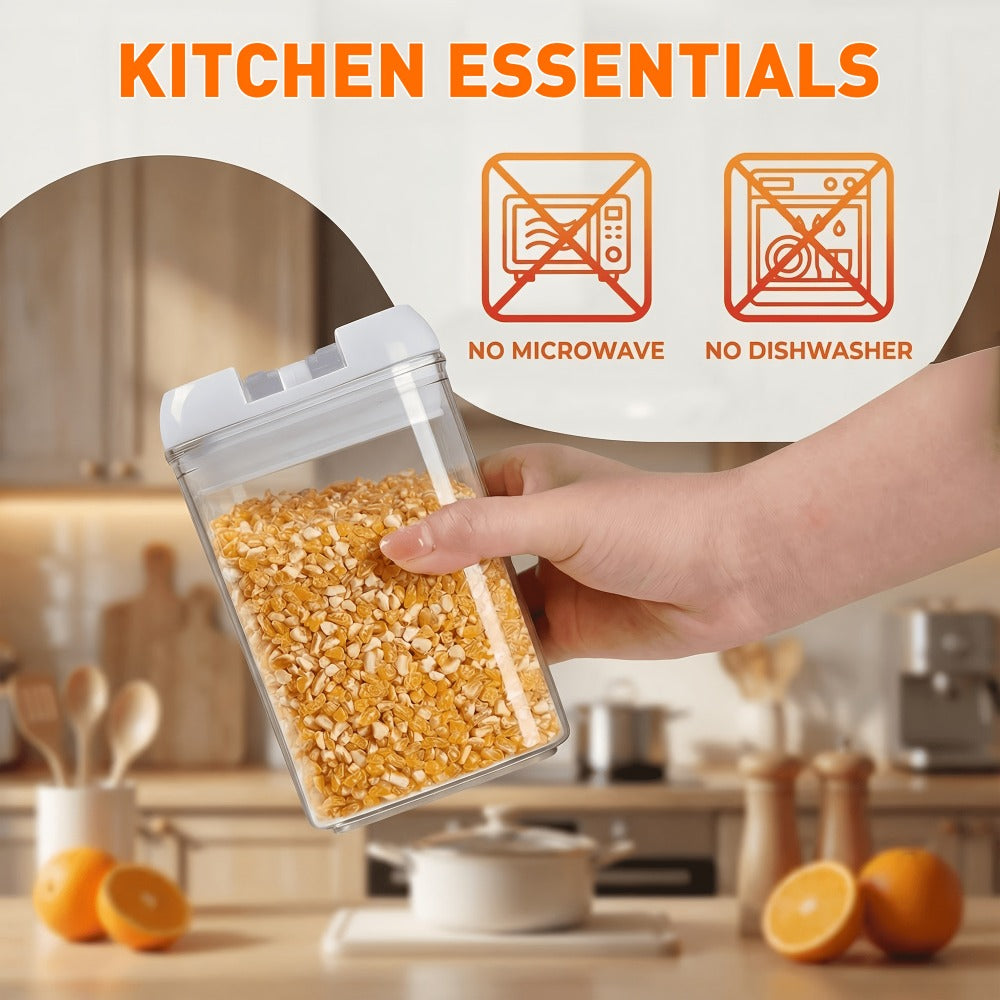 Plastic Food Storage Containers with Lids BPA Free - Leak Proof Airtight Kitchen Organizer Set for Cereal Grain Nuts Snacks Cookies Fruit Sugar - 3, 4, 6 & 7 Piece Sets