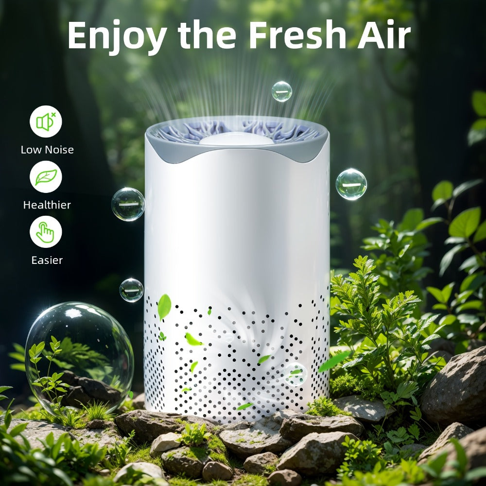 HEPA Air Purifier for Bedroom with Silent Sleep Mode | USB Plug-In Compact Air Cleaner, Removes Smoke, Allergens & Pet Odors, Scented Sponge Aromatherapy | Includes 1 Replacement Filter