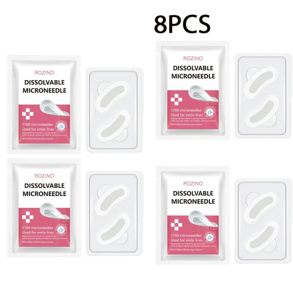 Microneedle Patches Hyaluronic Acid Niacinamide Dissolving Face Patches for Forehead Smile Lines Eye Area Deep Moisturizing Skin Smoothing Brightening Treatment 8pcs