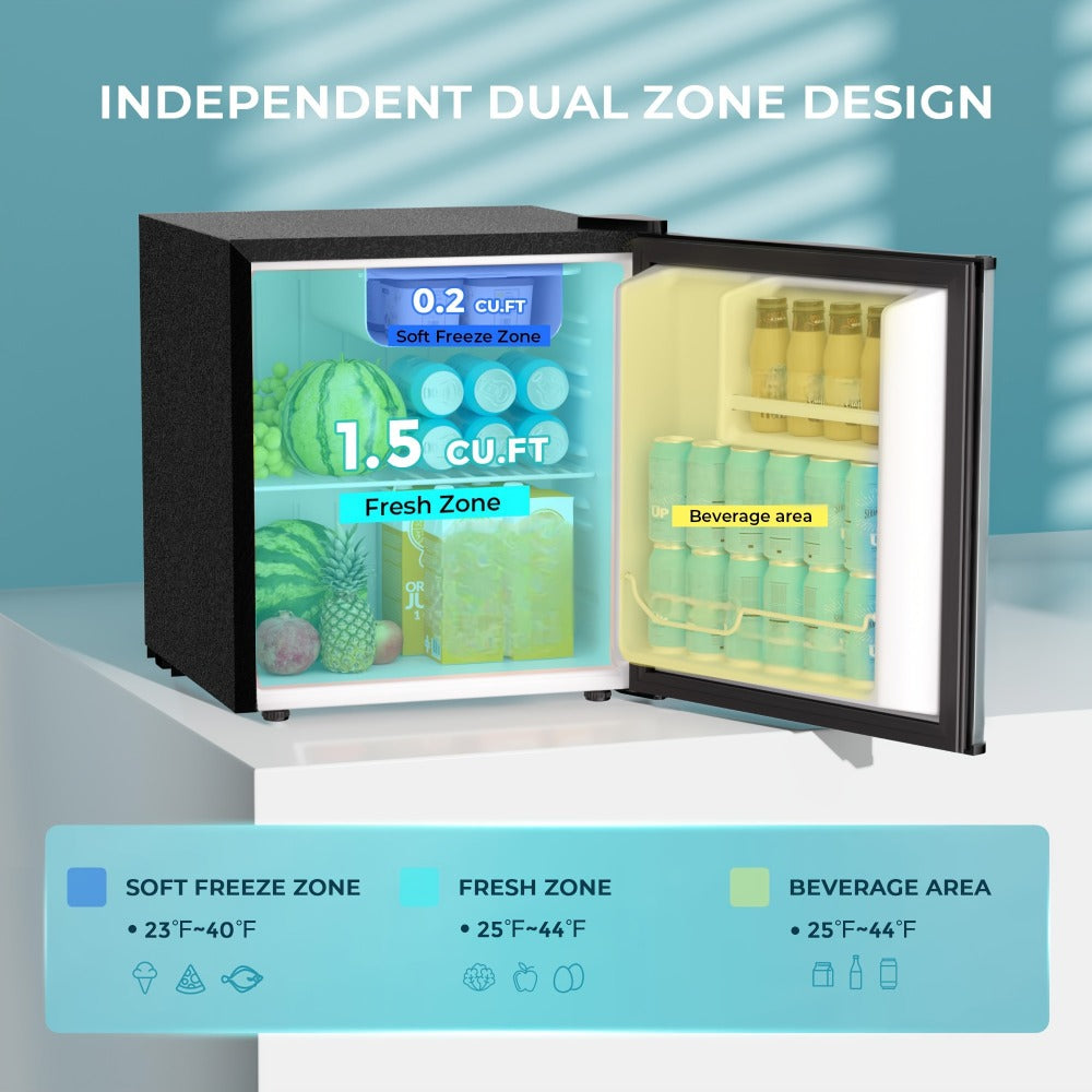 Mini Fridge with Freezer 1.7/3.5 Cu.Ft - Compact Refrigerator with Adjustable Thermostat, Energy Saving, Quiet 38dB, Perfect for Dorm, Bedroom, Apartment, Office & Home Use
