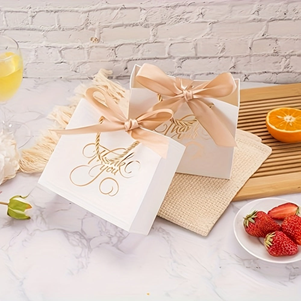 Small Thank You Gift Bags with Handles Bulk 50 Pack 5.5x2.5x4.7 Inch Party Favor Bags for Bridal Shower Birthday Baby Shower Wedding Goodie Bags Treat Bags Gift Wrap Bags