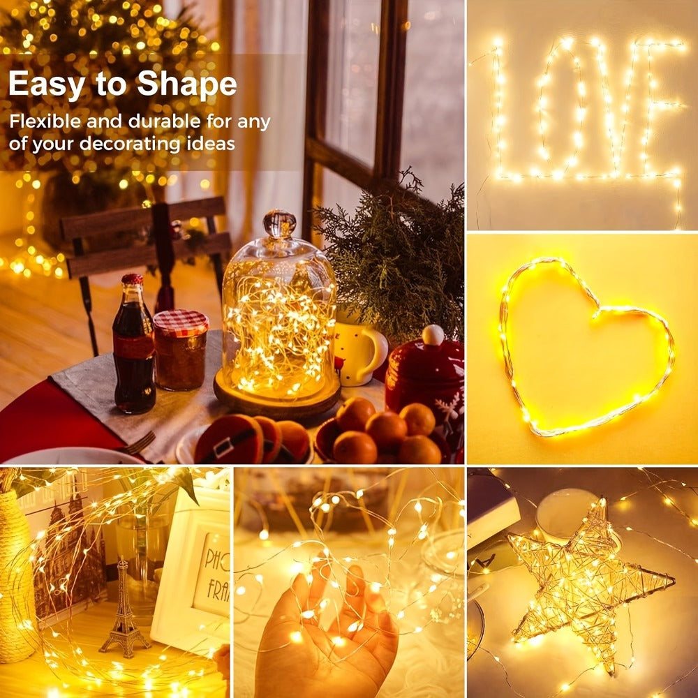 Fairy Lights Battery Operated with Batteries Included ¨C 6.5ft 20 LED Silver Wire Mini String Lights, Firefly Starry Lights for Wedding, Christmas, Party, Mason Jars & DIY Decor ¨C 30 or 100 Pack